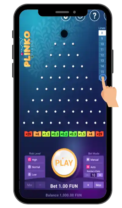 Select the number of rows for the ball to fall through