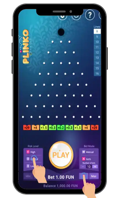 Set your bet amount and desired risk level